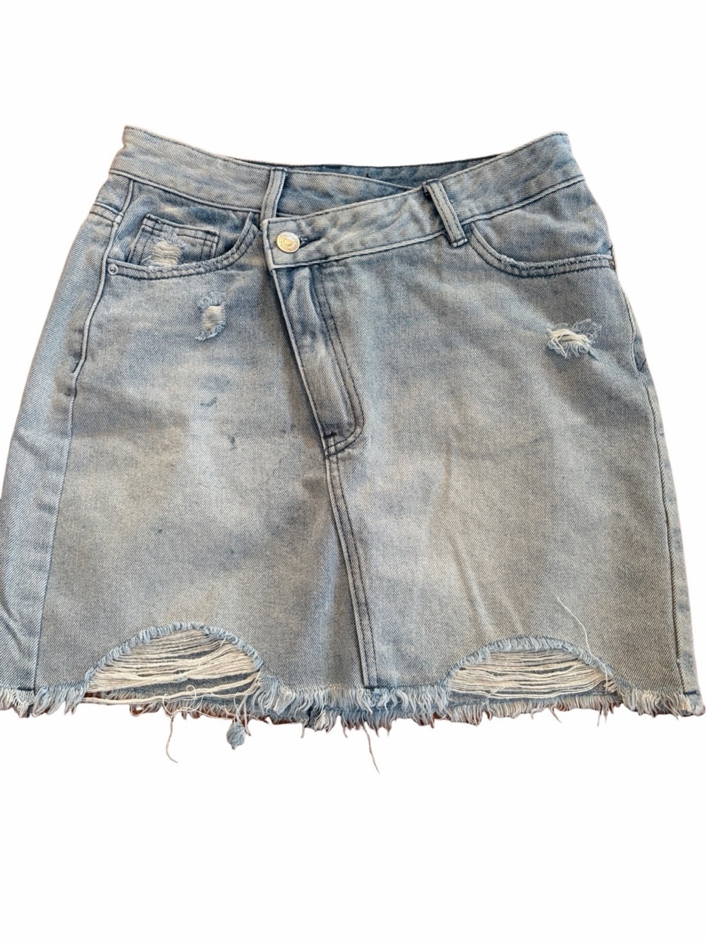 Desigual Tatum Frayed Denim Mini Skirt High Rise MWOT M